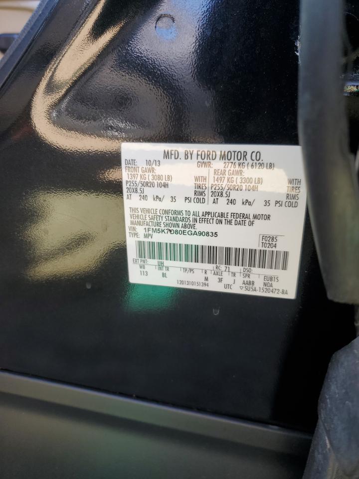 2014 Ford Explorer Xlt VIN: 1FM5K7D80EGA90835 Lot: 51728164