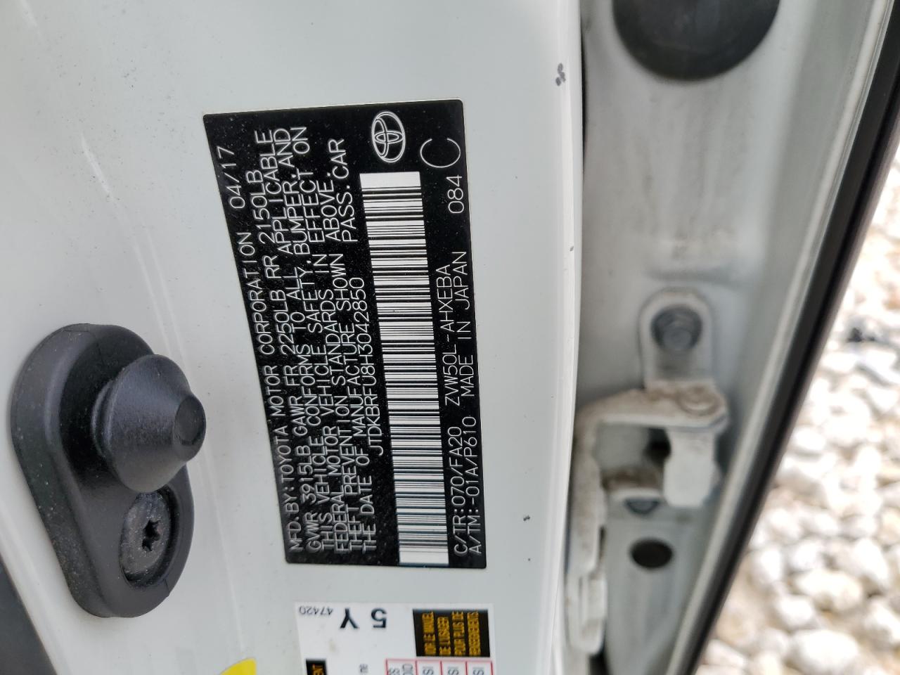 2017 Toyota Prius VIN: JTDKBRFU8H3042850 Lot: 53676824