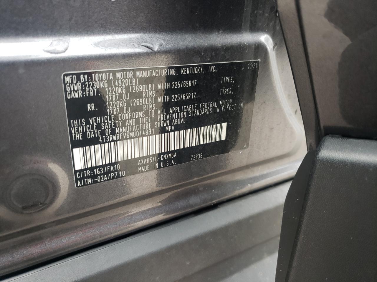 2021 Toyota Rav4 Xle VIN: 4T3RWRFV6MU044891 Lot: 53677314