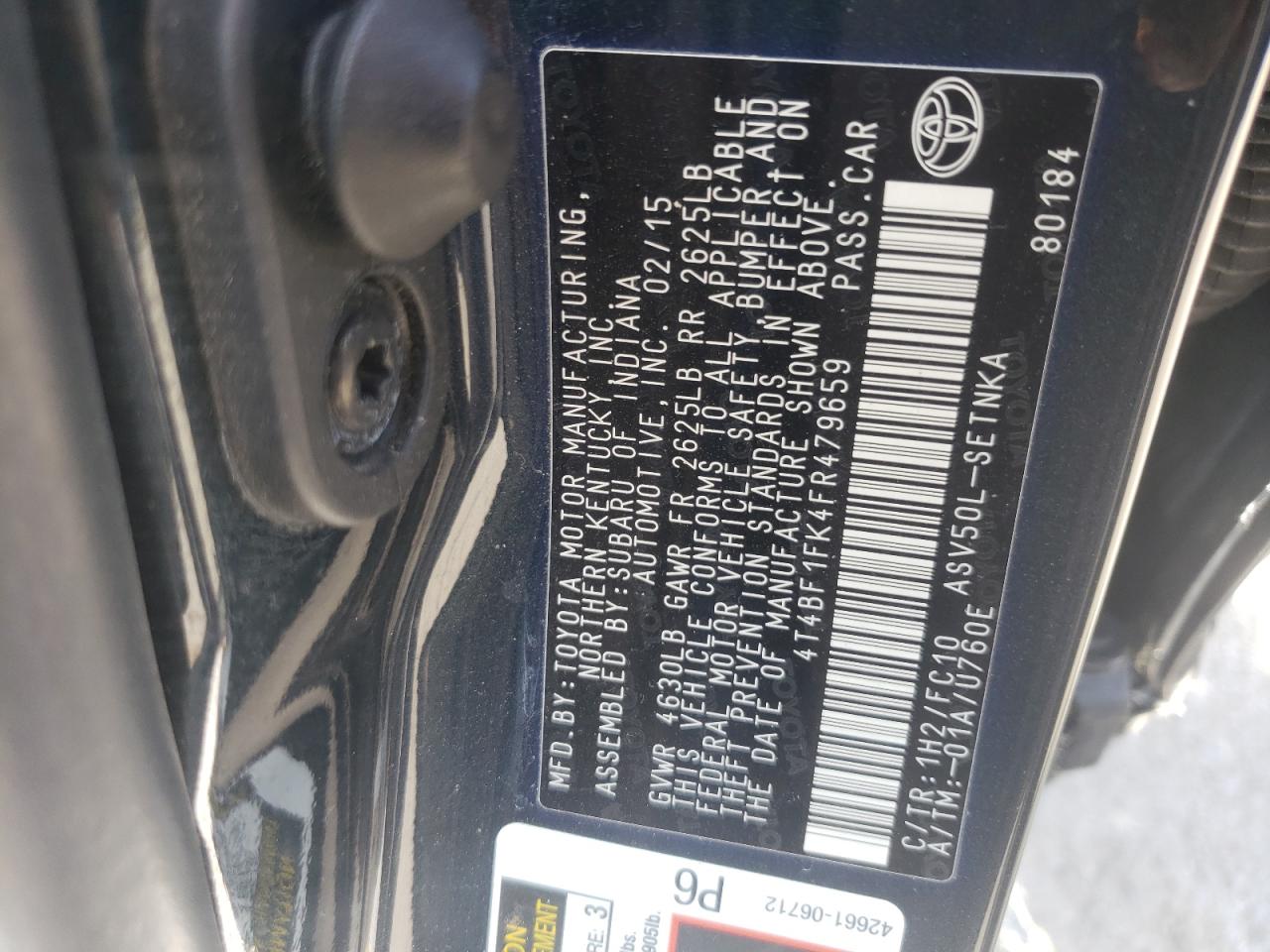 4T4BF1FK4FR479659 2015 Toyota Camry Le