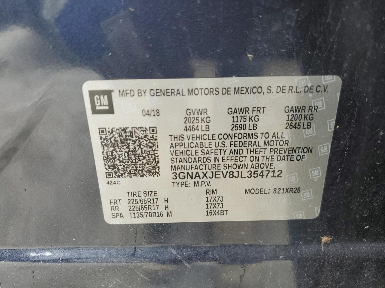 3GNAXJEV8JL354712 2018 CHEVROLET EQUINOX - Image 14