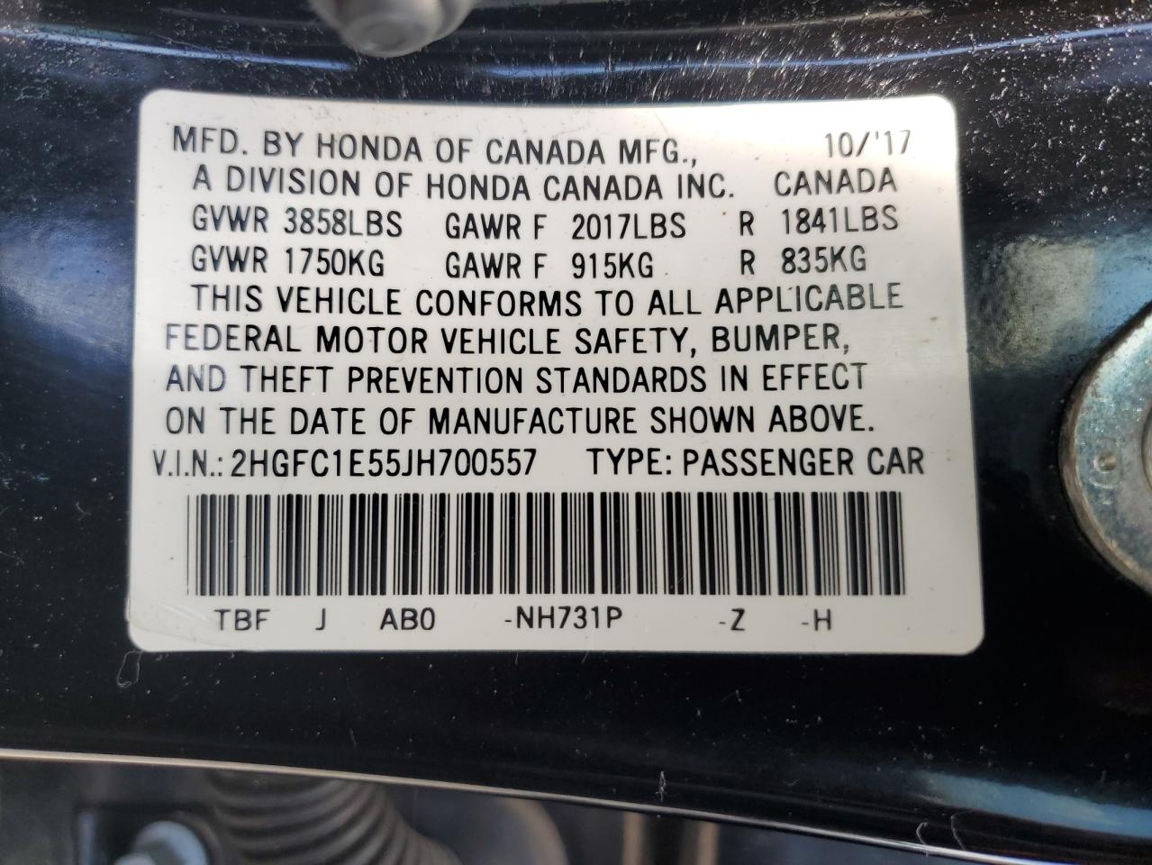 2018 Honda Civic Si VIN: 2HGFC1E55JH700557 Lot: 56473894