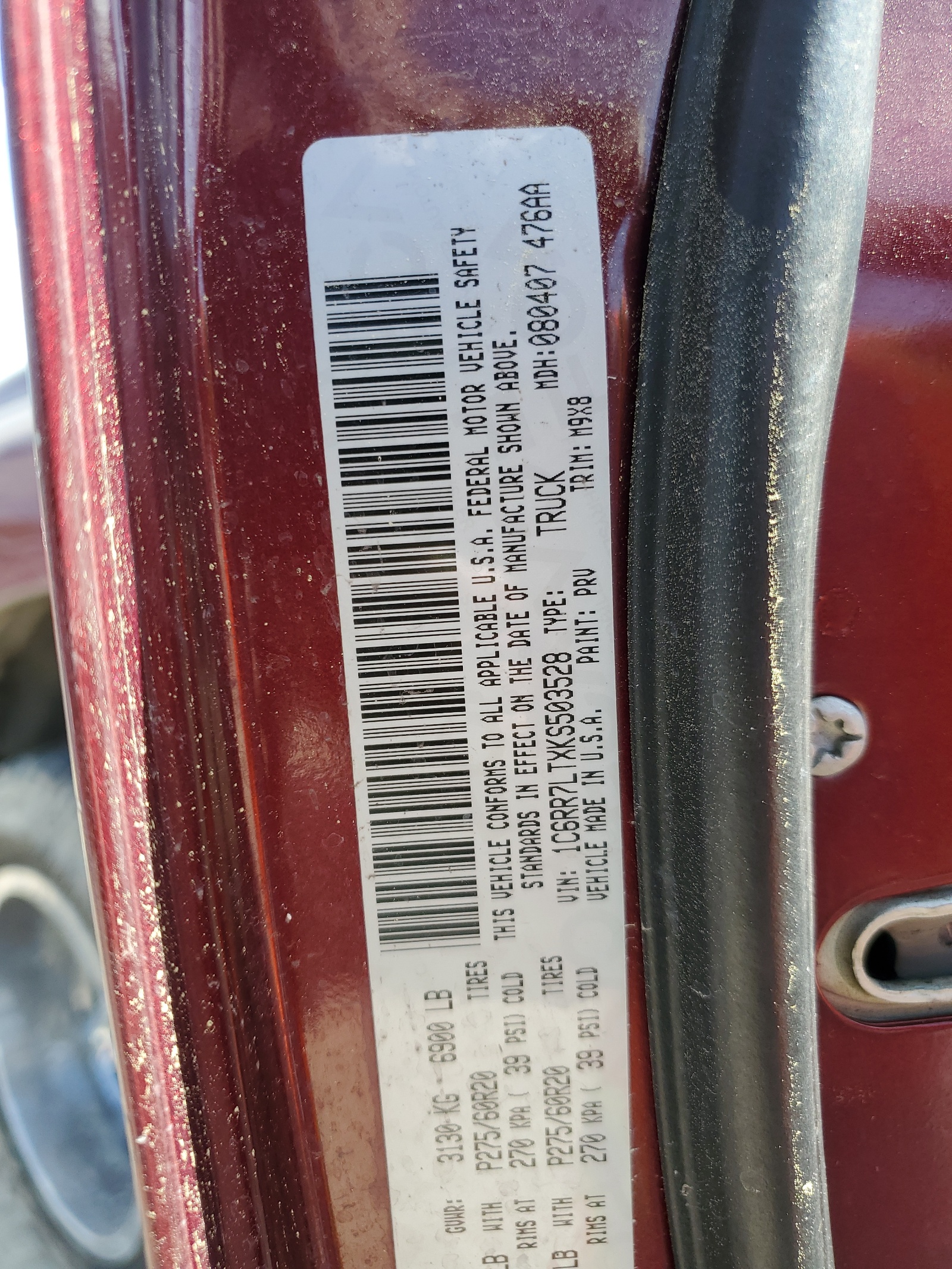 1C6RR7LTXKS503528 2019 Ram 1500 Classic Slt