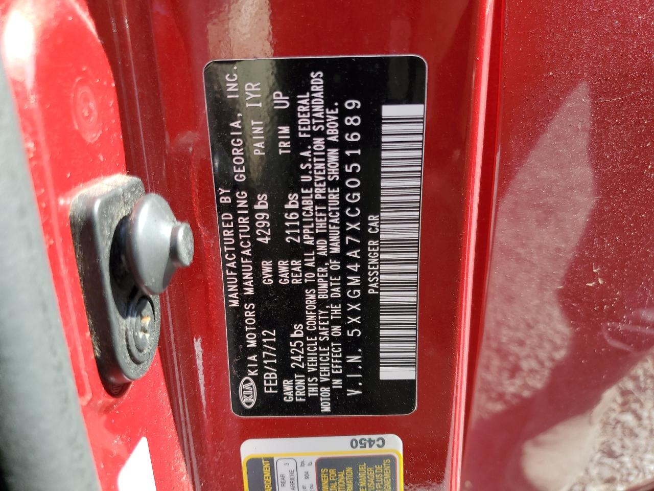 2012 Kia Optima Lx VIN: 5XXGM4A7XCG051689 Lot: 56278604