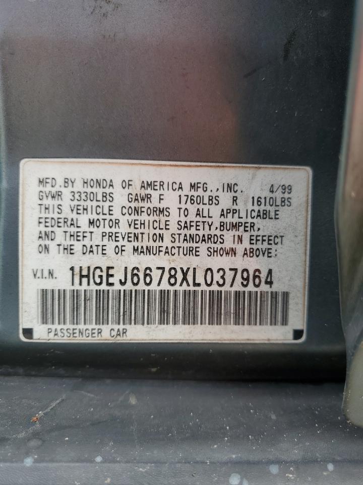 1999 Honda Civic Lx VIN: 1HGEJ6678XL037964 Lot: 54884974
