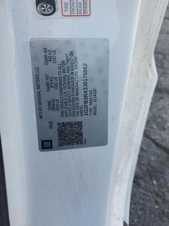 2018 Chevrolet Camaro Lt VIN: 1G1FB1RX3J0175962 Lot: 54010664