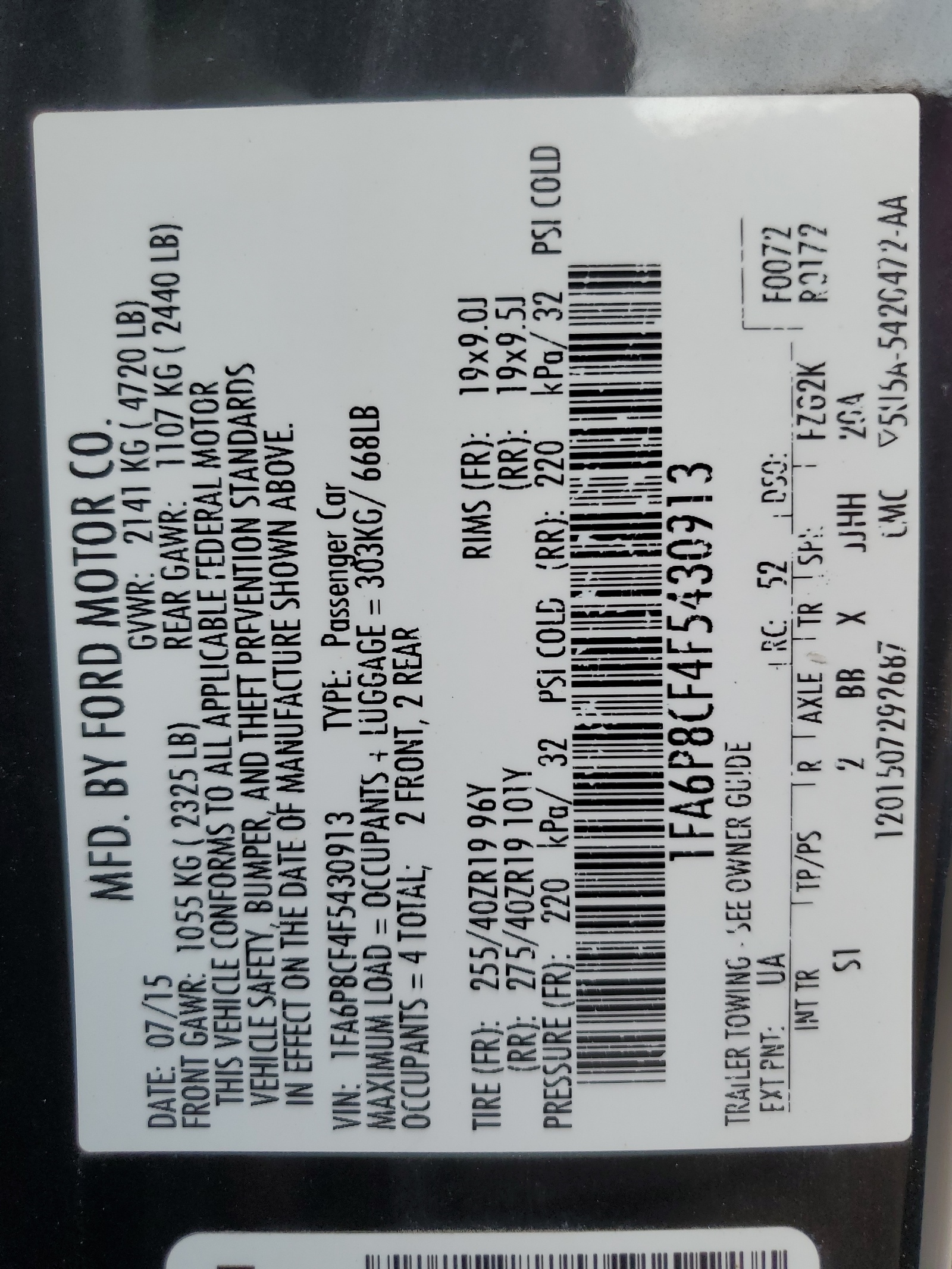 1FA6P8CF4F5430913 2015 Ford Mustang Gt