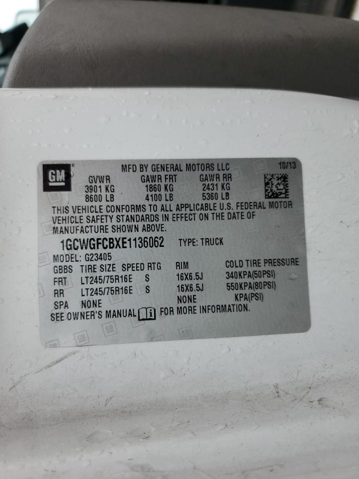 2014 Chevrolet Express G2500 VIN: 1GCWGFCBXE1136062 Lot: 53589414