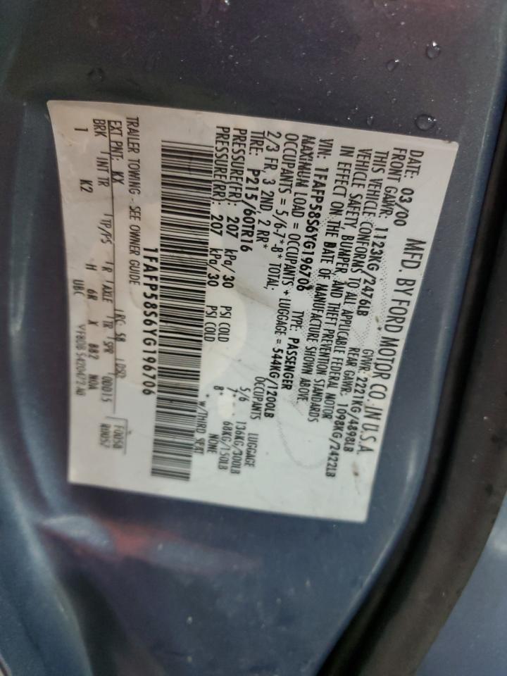 2000 Ford Taurus Se VIN: 1FAFP58S6YG196706 Lot: 54927444