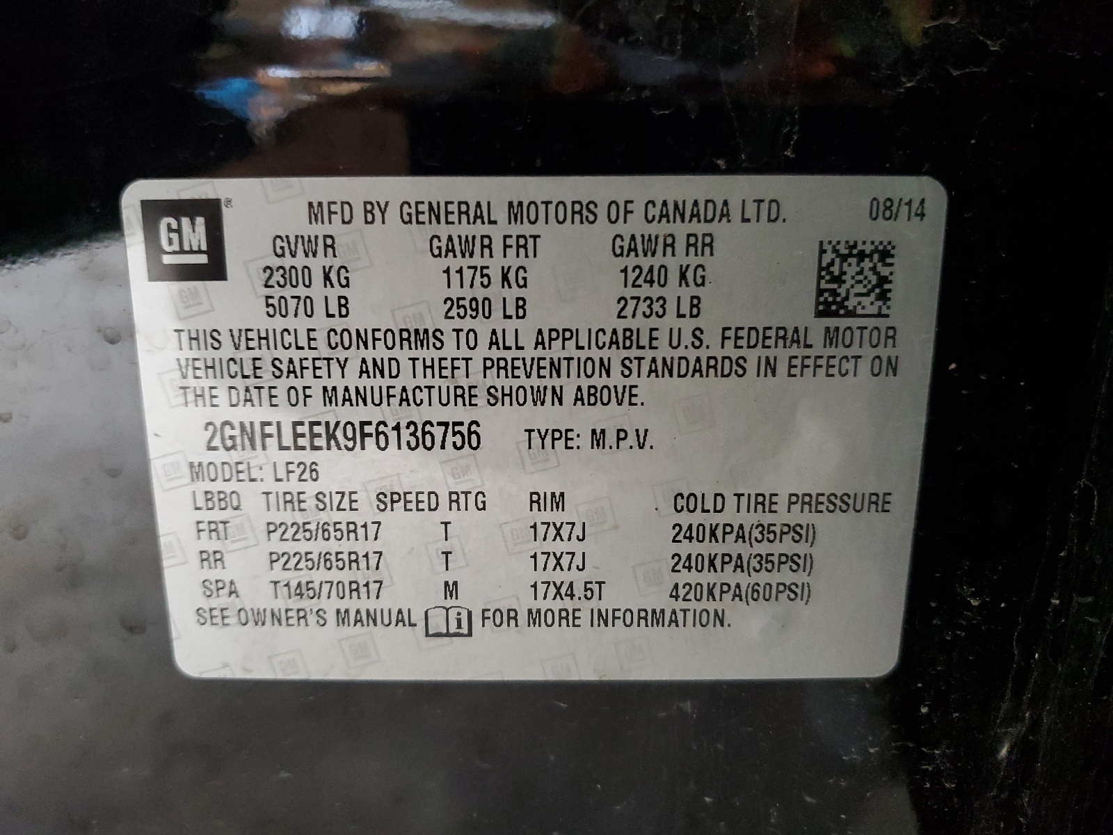 2GNFLEEK9F6136756 2015 Chevrolet Equinox Ls