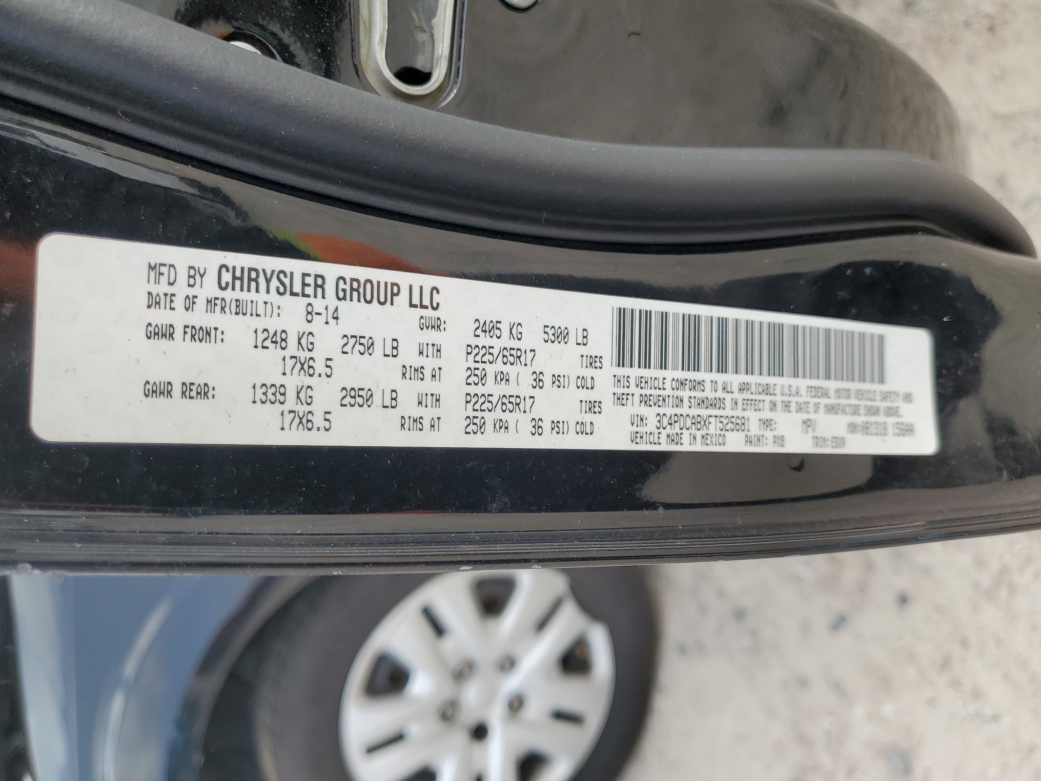 3C4PDCABXFT525681 2015 Dodge Journey Se