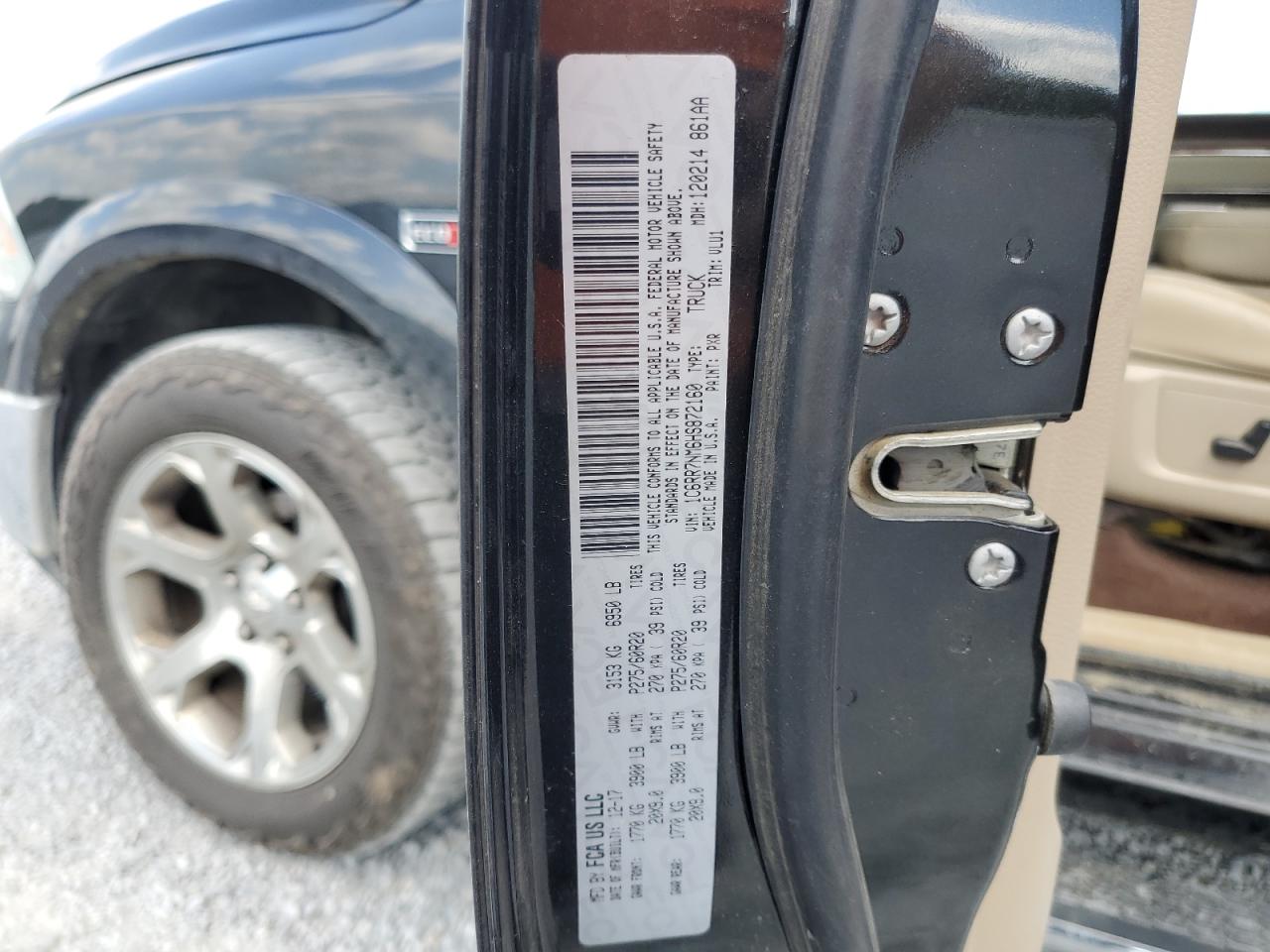 2017 Ram 1500 Laramie VIN: 1C6RR7NM6HS872160 Lot: 55738824