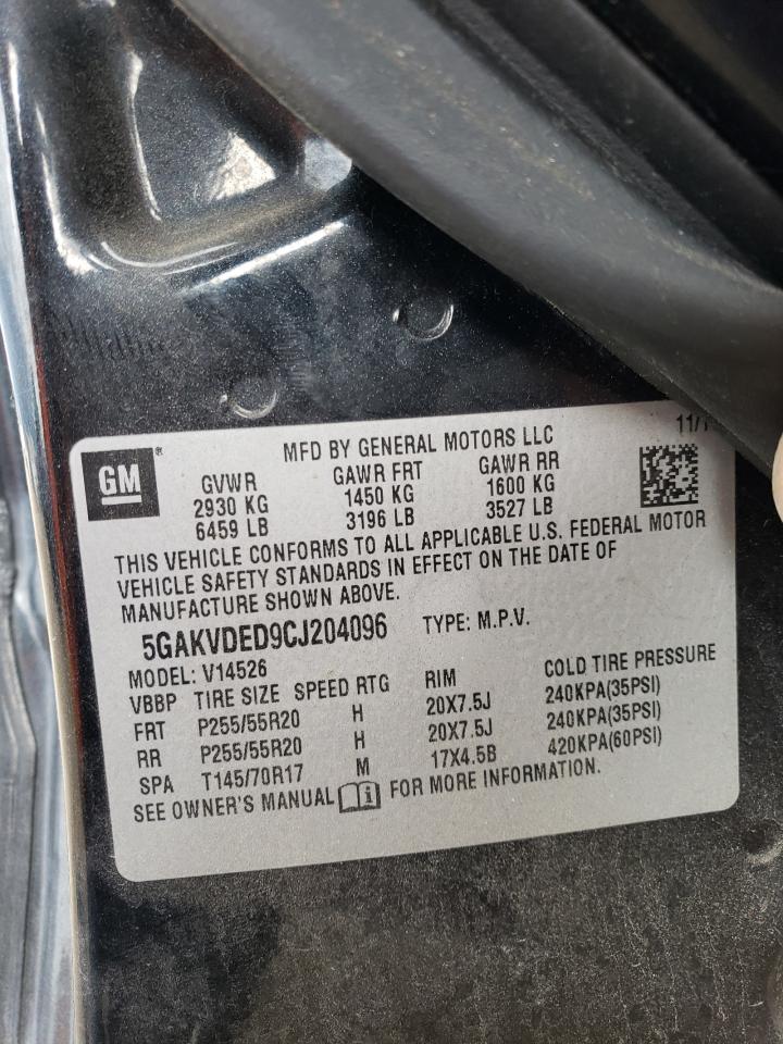 2012 Buick Enclave VIN: 5GAKVDED9CJ204096 Lot: 56715384