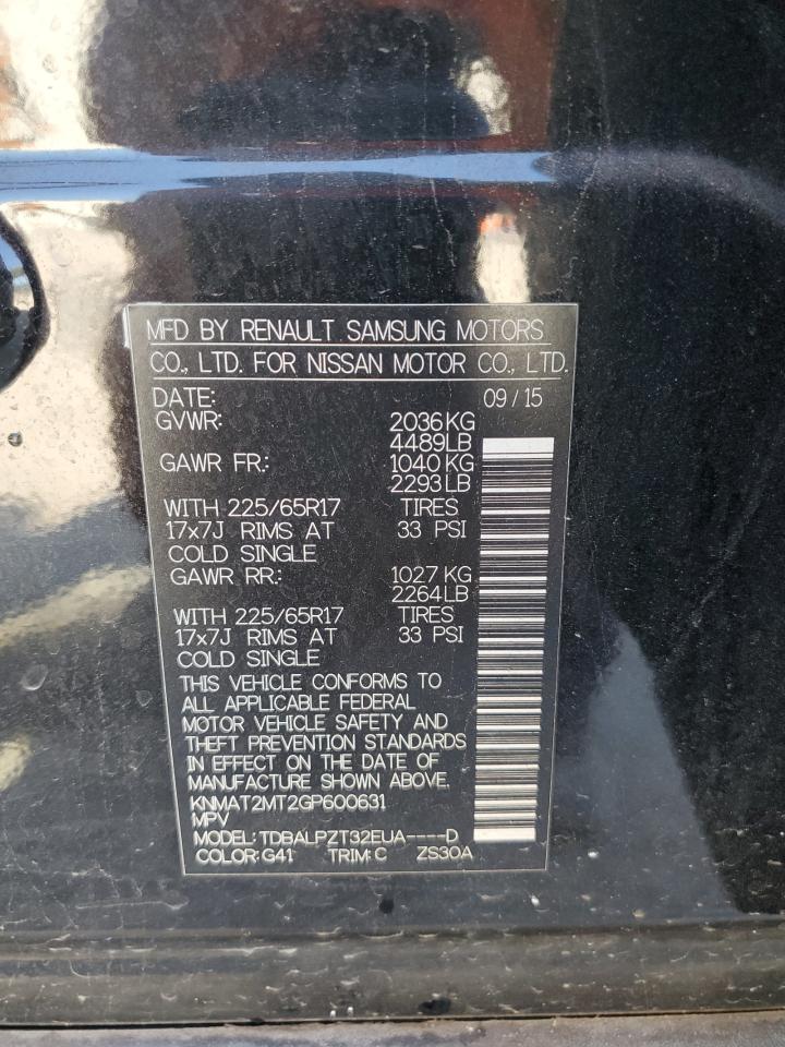 2016 Nissan Rogue S VIN: KNMAT2MT2GP600631 Lot: 56114104