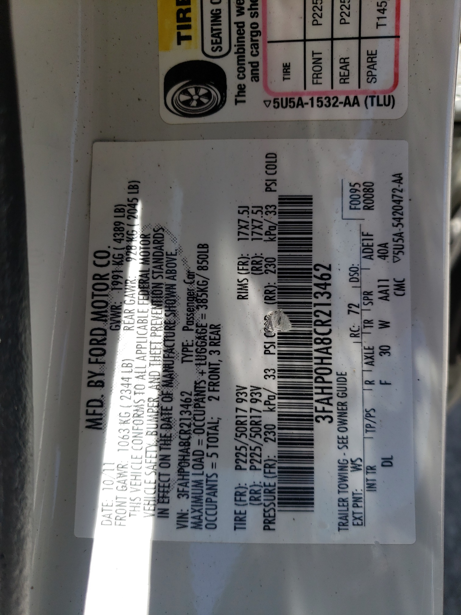 3FAHP0HA8CR213462 2012 Ford Fusion Se