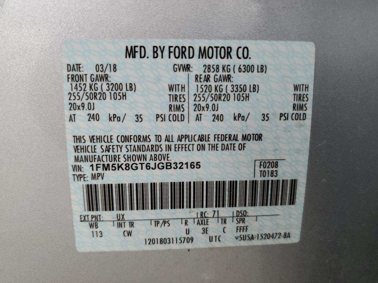 1FM5K8GT6JGB32165 2018 FORD EXPLORER - Image 13