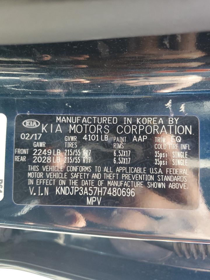 2017 Kia Soul + VIN: KNDJP3A57H7480696 Lot: 49551754