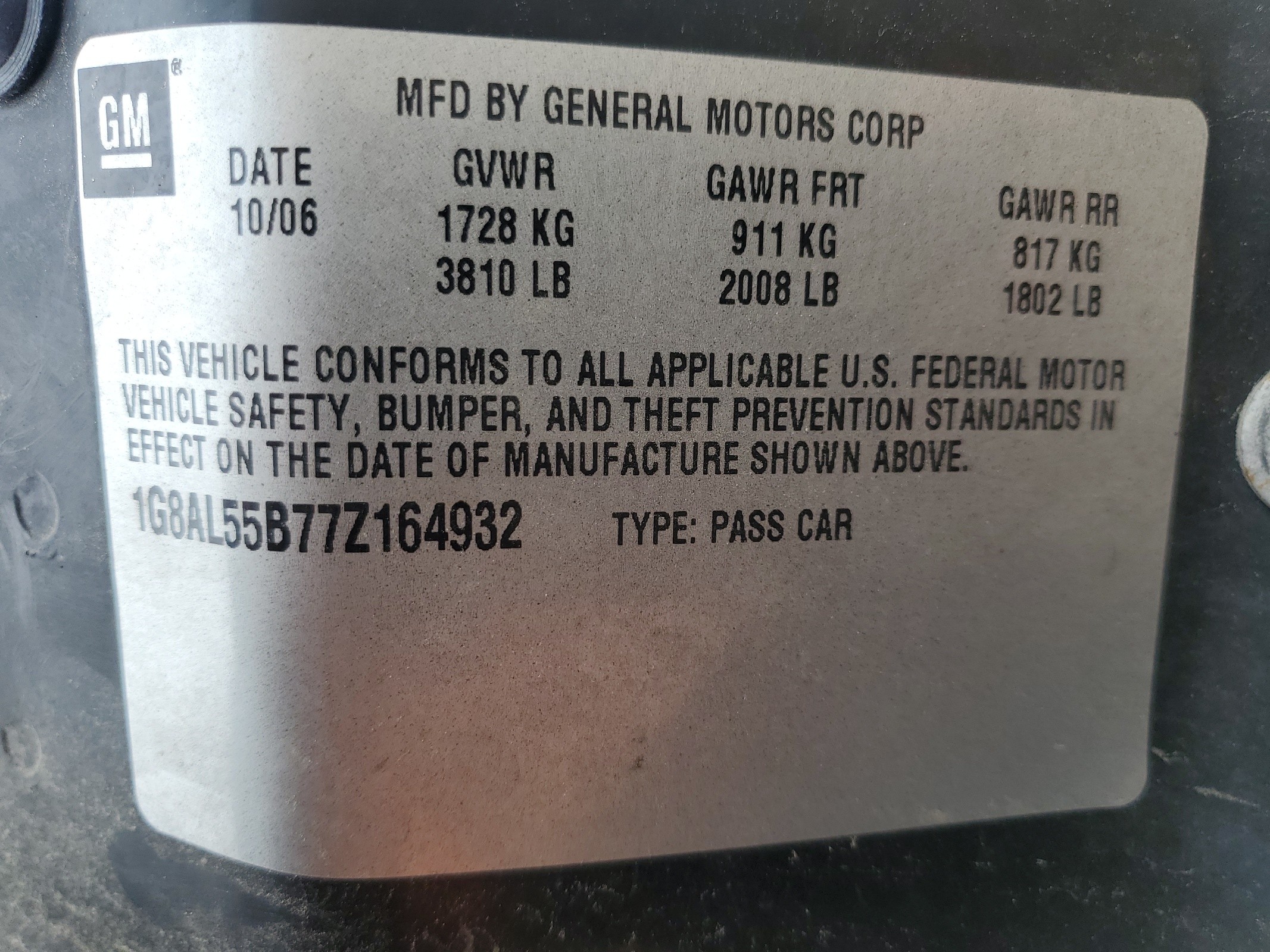 1G8AL55B77Z164932 2007 Saturn Ion Level 3