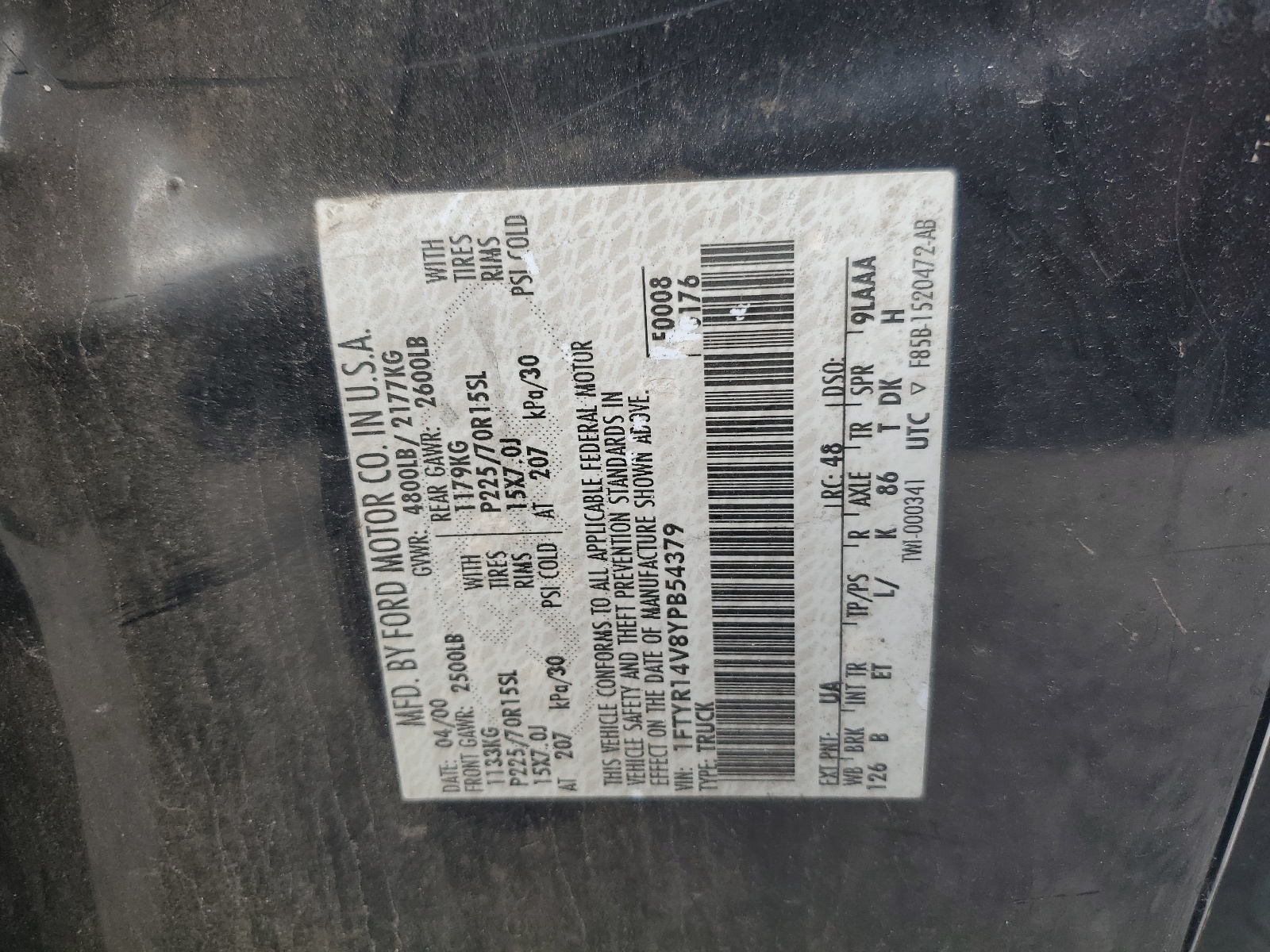 1FTYR14V8YPB54379 2000 Ford Ranger Super Cab