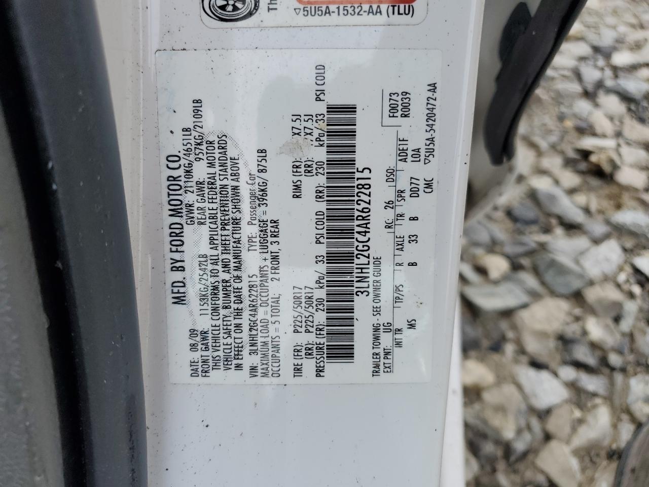 2010 Lincoln Mkz VIN: 3LNHL2GC4AR622815 Lot: 58880494