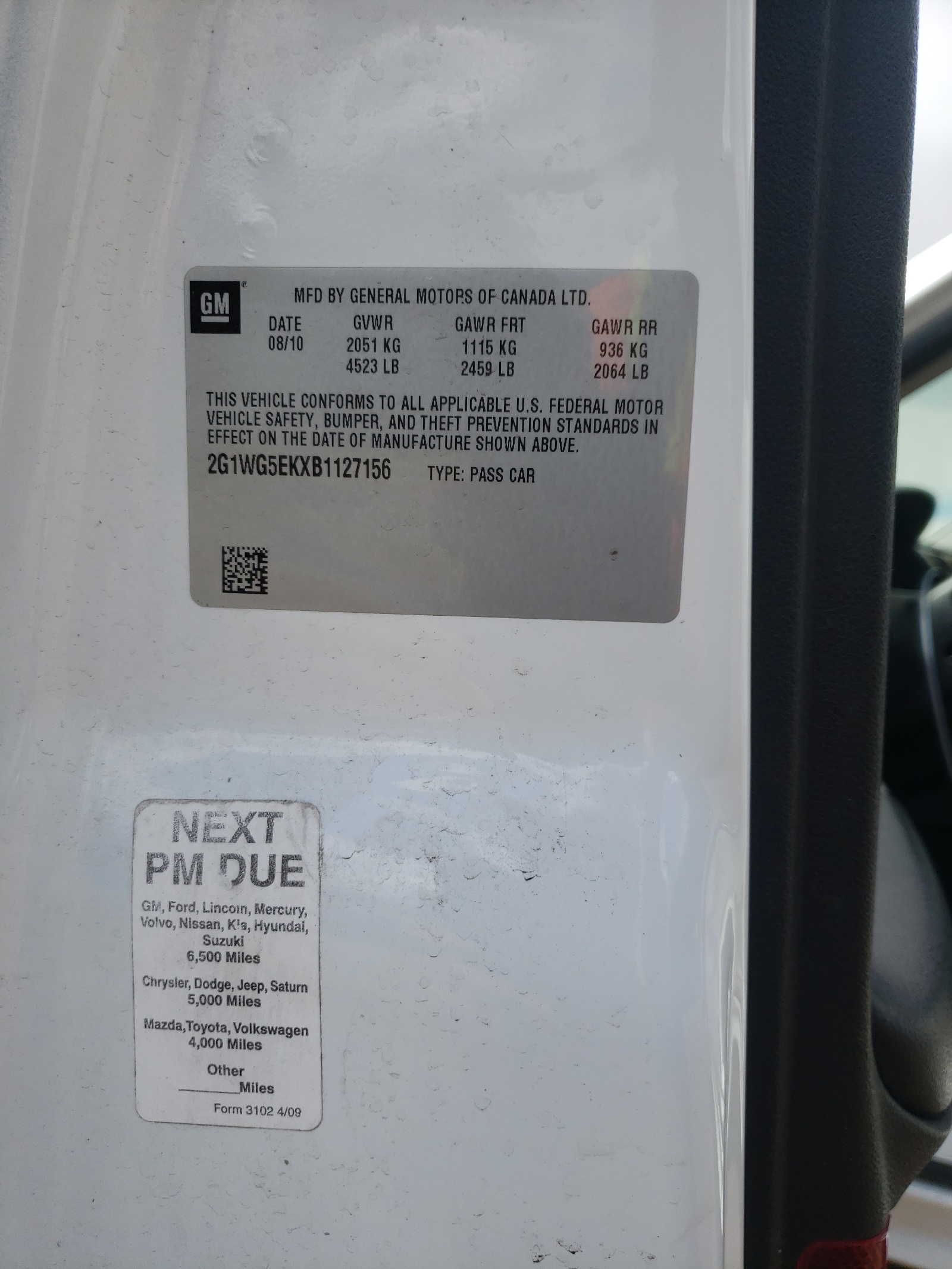 2G1WG5EKXB1127156 2011 Chevrolet Impala Lt