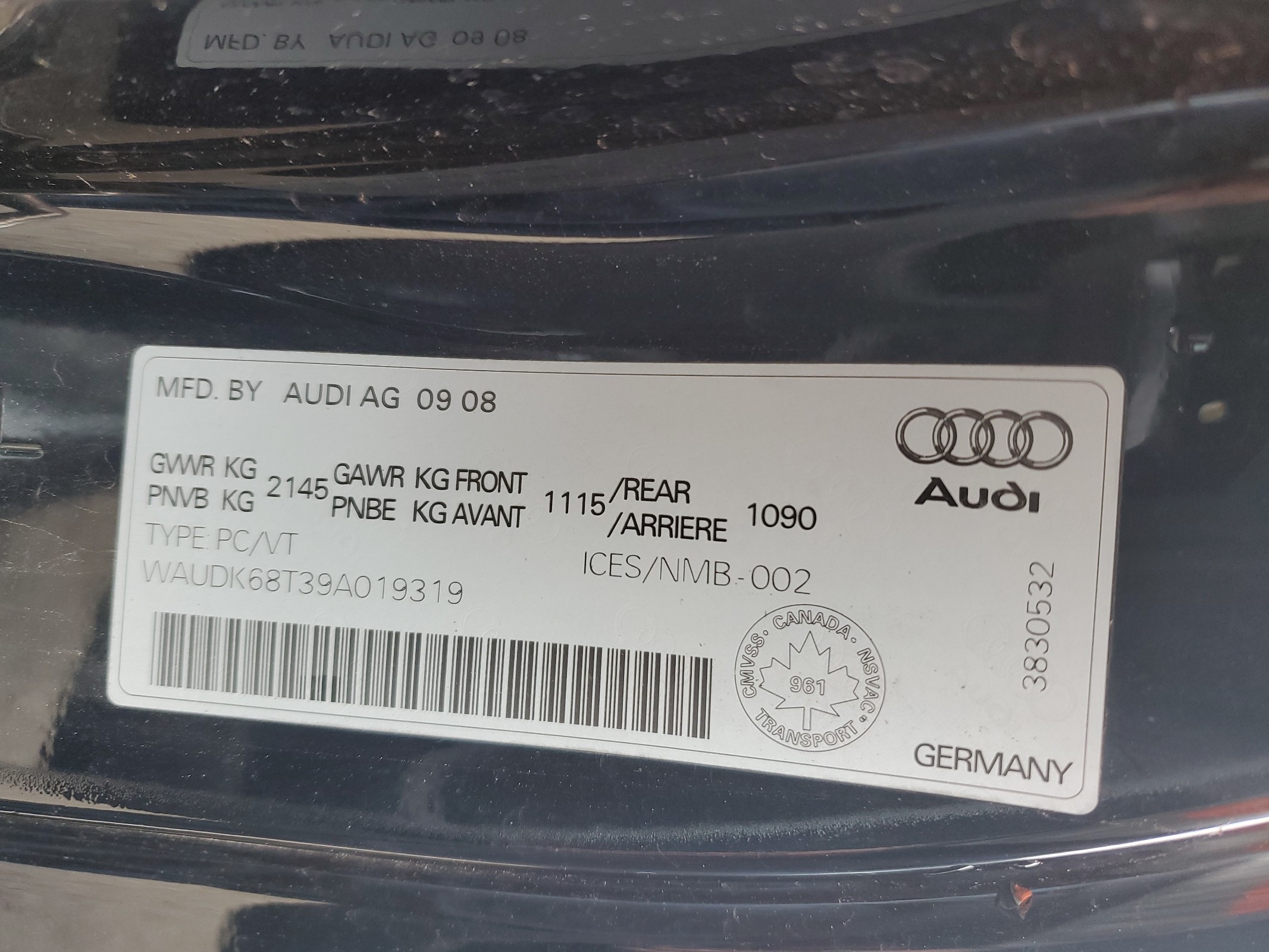 WAUDK68T39A019319 2009 Audi A5 Quattro