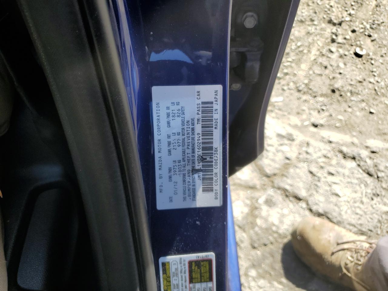 2012 Mazda 3 I VIN: JM1BL1V73C1602949 Lot: 57321574