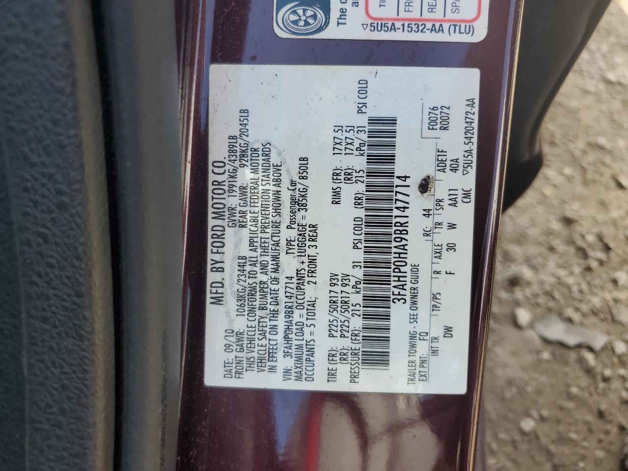 2011 Ford Fusion Se VIN: 3FAHP0HA9BR147714 Lot: 55819364