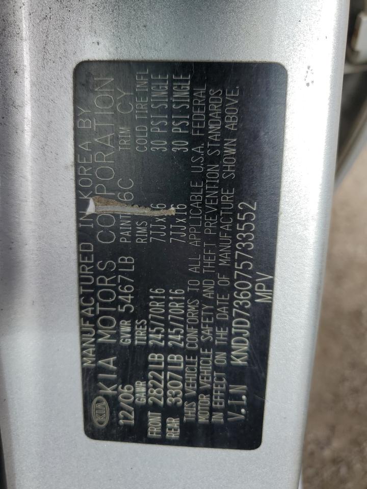 2007 Kia Sorento Ex VIN: KNDJD736075733552 Lot: 53947634