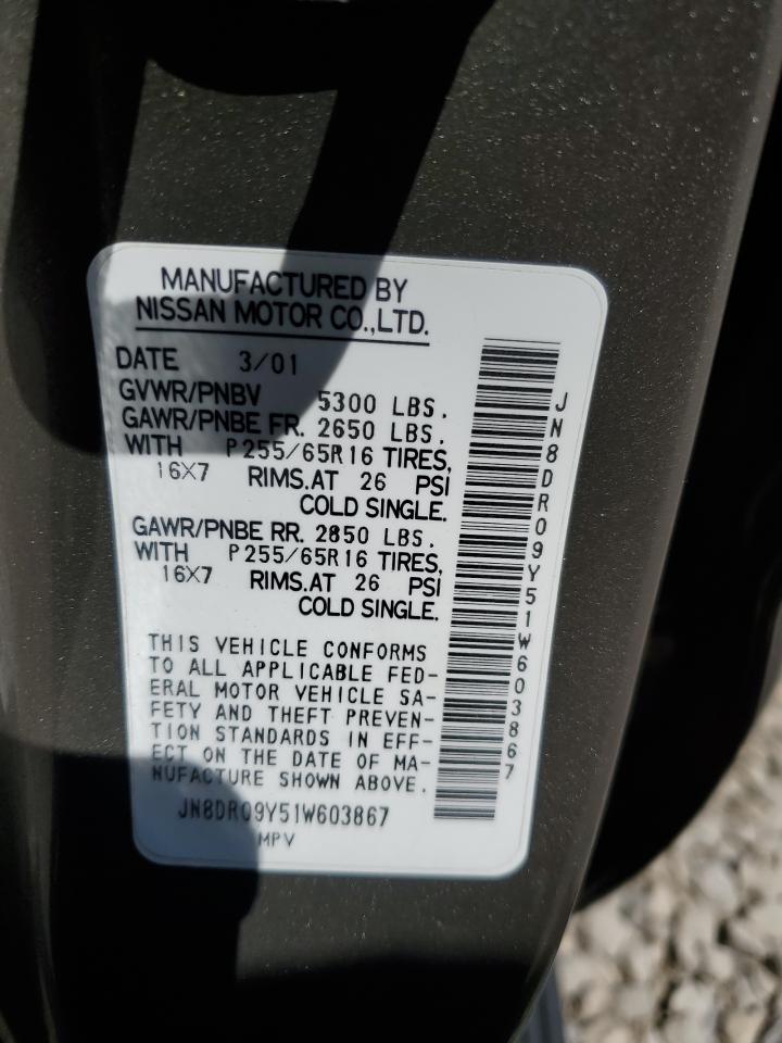 2001 Nissan Pathfinder Le VIN: JN8DR09Y51W603867 Lot: 53623624