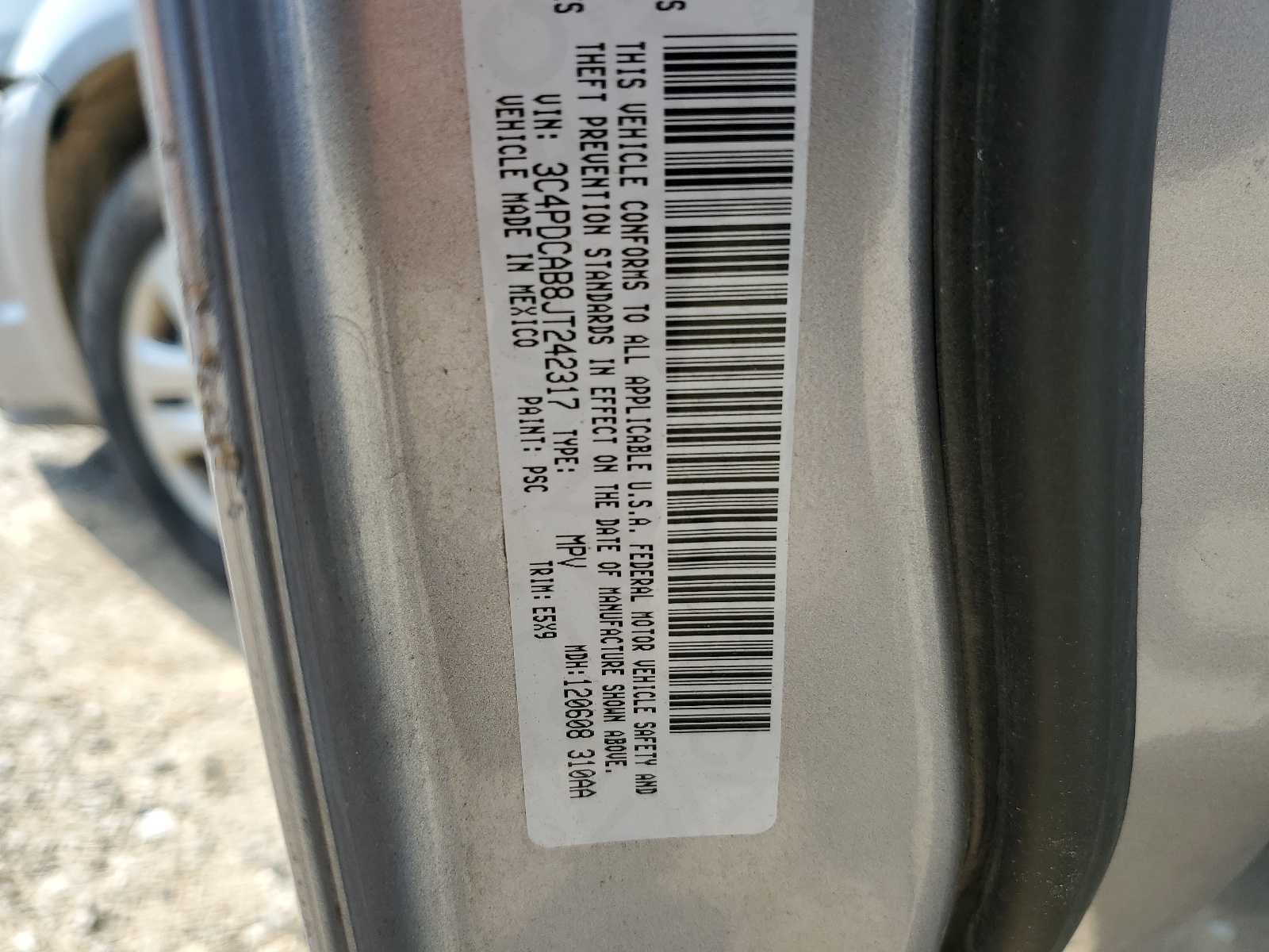 3C4PDCAB8JT242317 2018 Dodge Journey Se