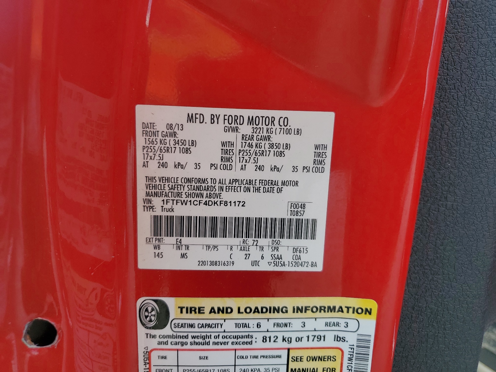 1FTFW1CF4DKF81172 2013 Ford F150 Supercrew