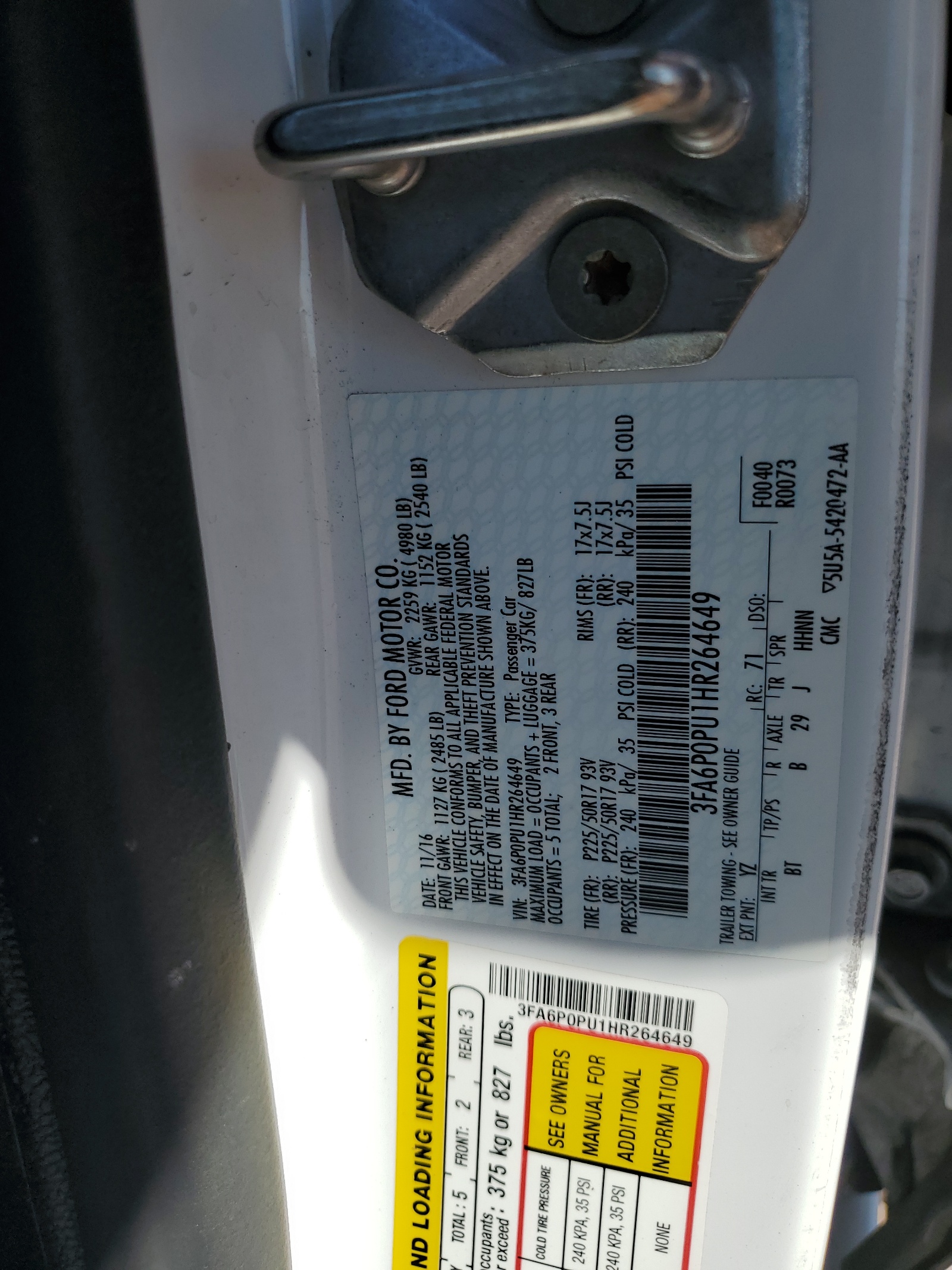 3FA6P0PU1HR264649 2017 Ford Fusion Se Phev