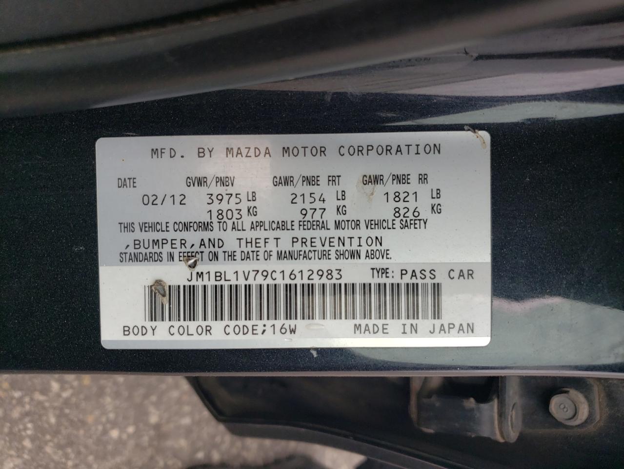 2012 Mazda 3 I VIN: JM1BL1V79C1612983 Lot: 55302604