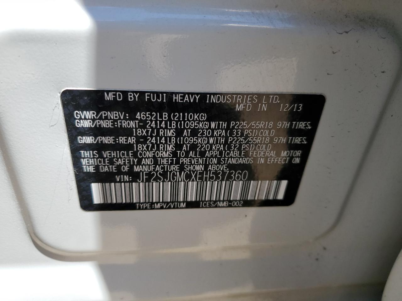 2014 Subaru Forester 2.0Xt Touring VIN: JF2SJGMCXEH537360 Lot: 55522014