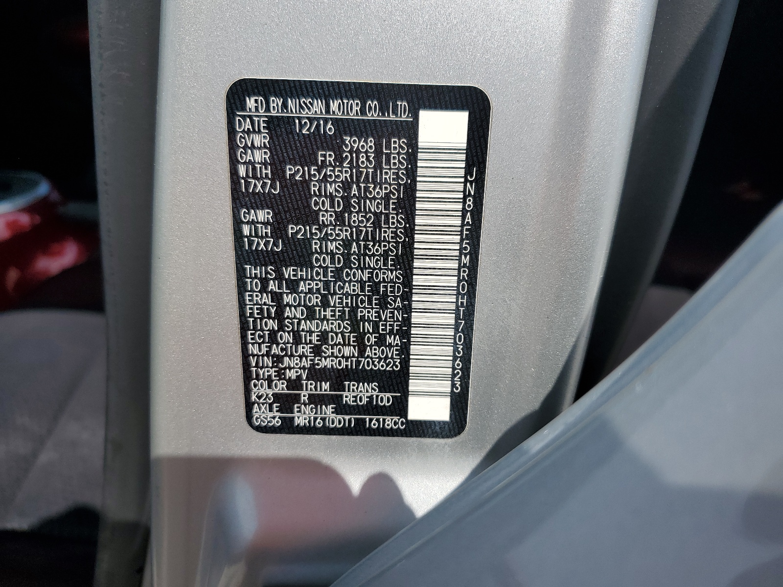 JN8AF5MR0HT703623 2017 Nissan Juke S