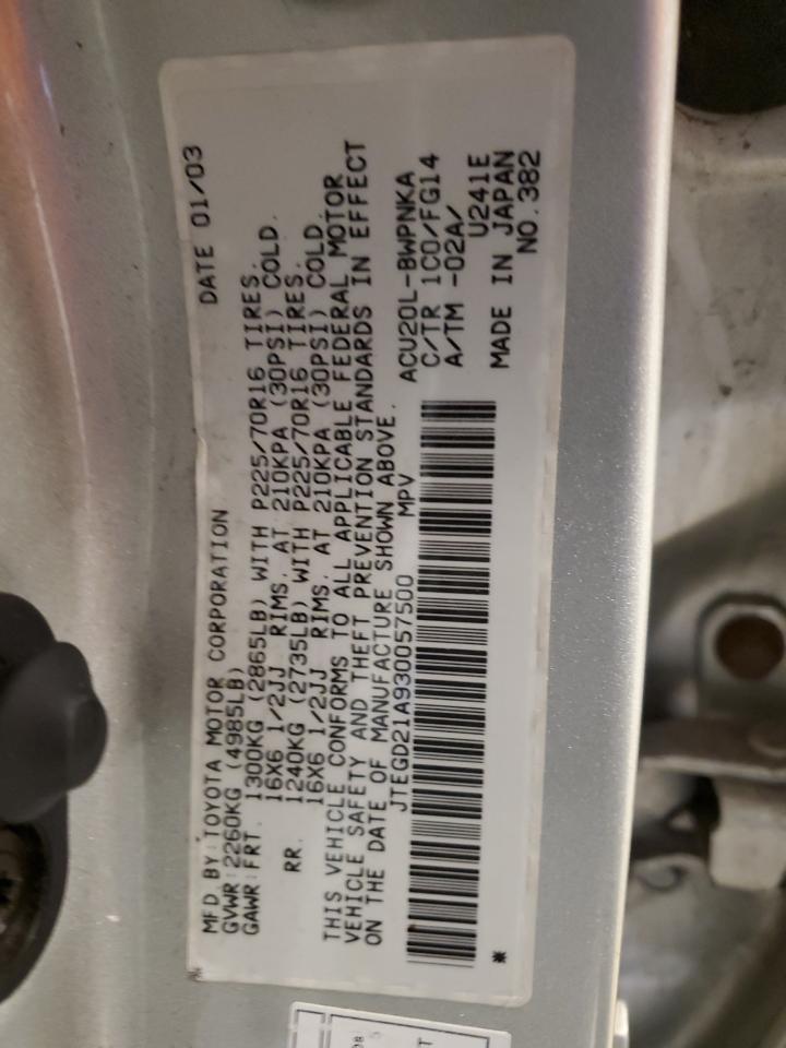 2003 Toyota Highlander VIN: JTEGD21A930057500 Lot: 54083064