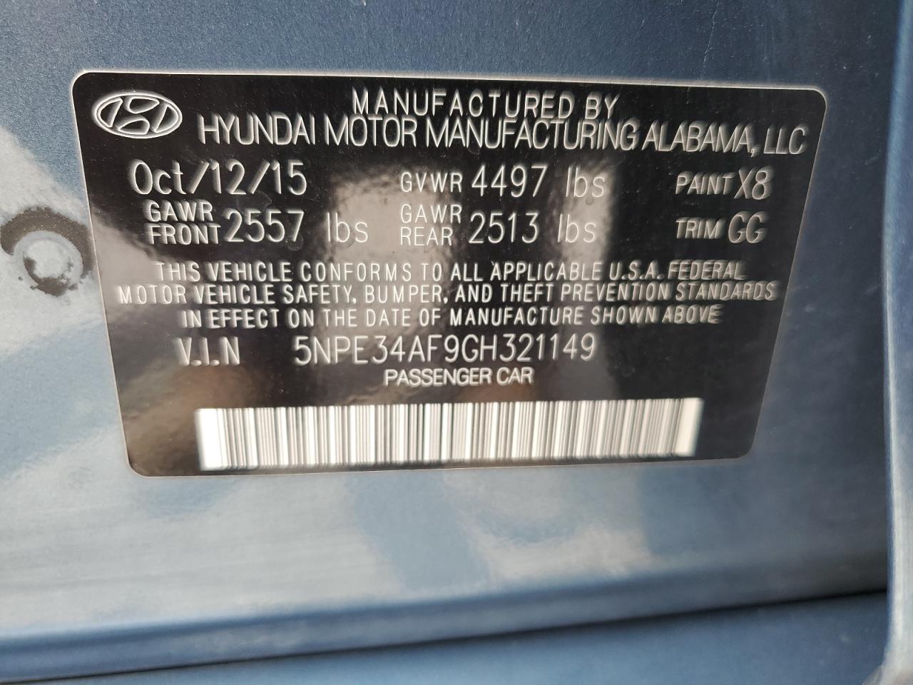 5NPE34AF9GH321149 2016 Hyundai Sonata Sport