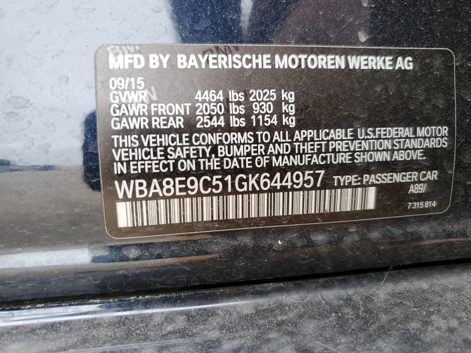 WBA8E9C51GK644957 2016 BMW 328 I Sulev