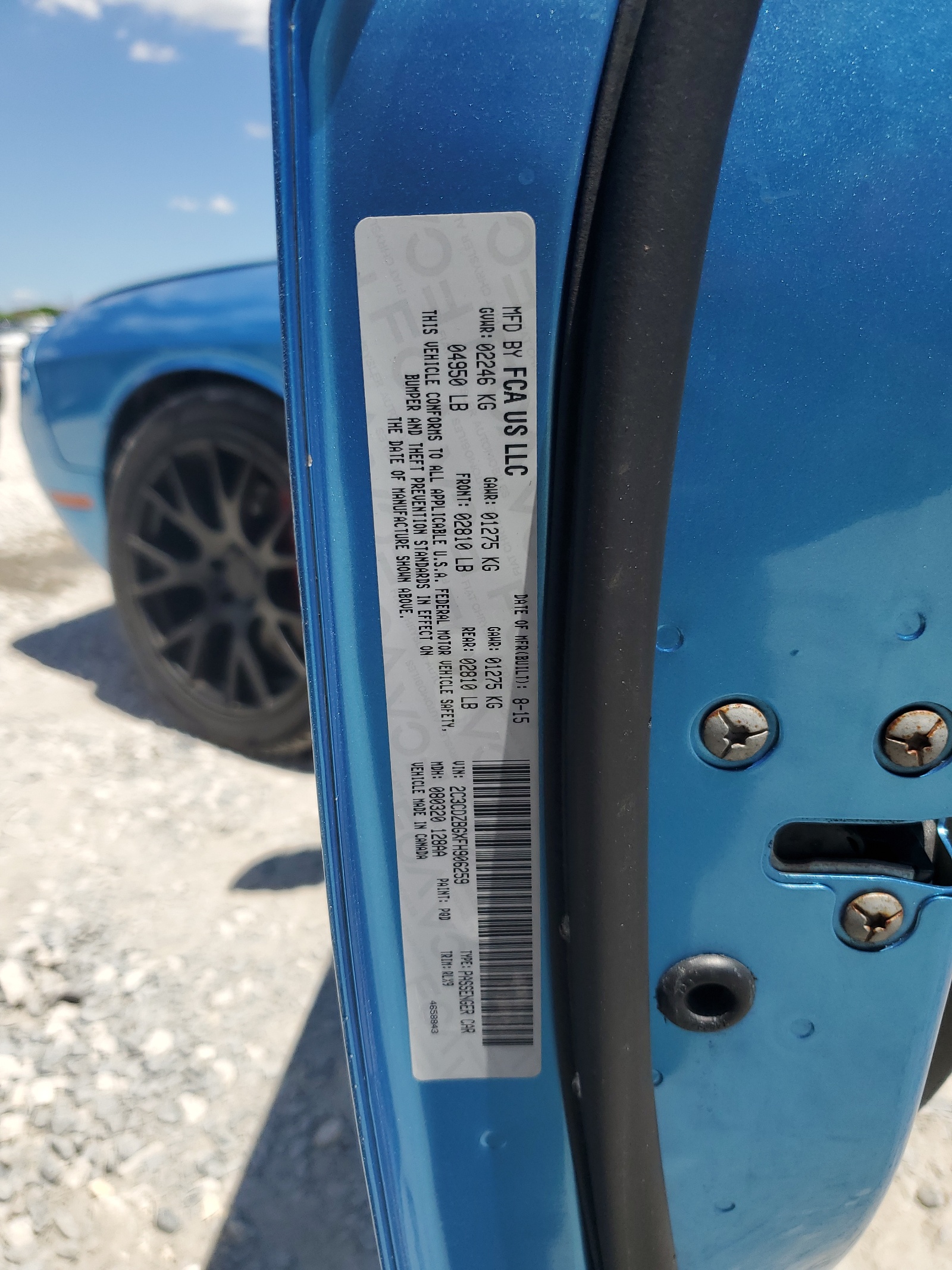 2C3CDZBGXFH906259 2015 Dodge Challenger Sxt Plus