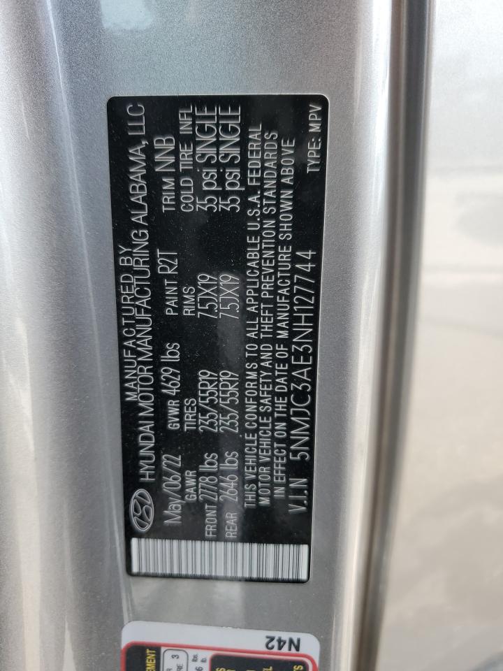 2022 Hyundai Tucson Sel VIN: 5NMJC3AE3NH127744 Lot: 53514294