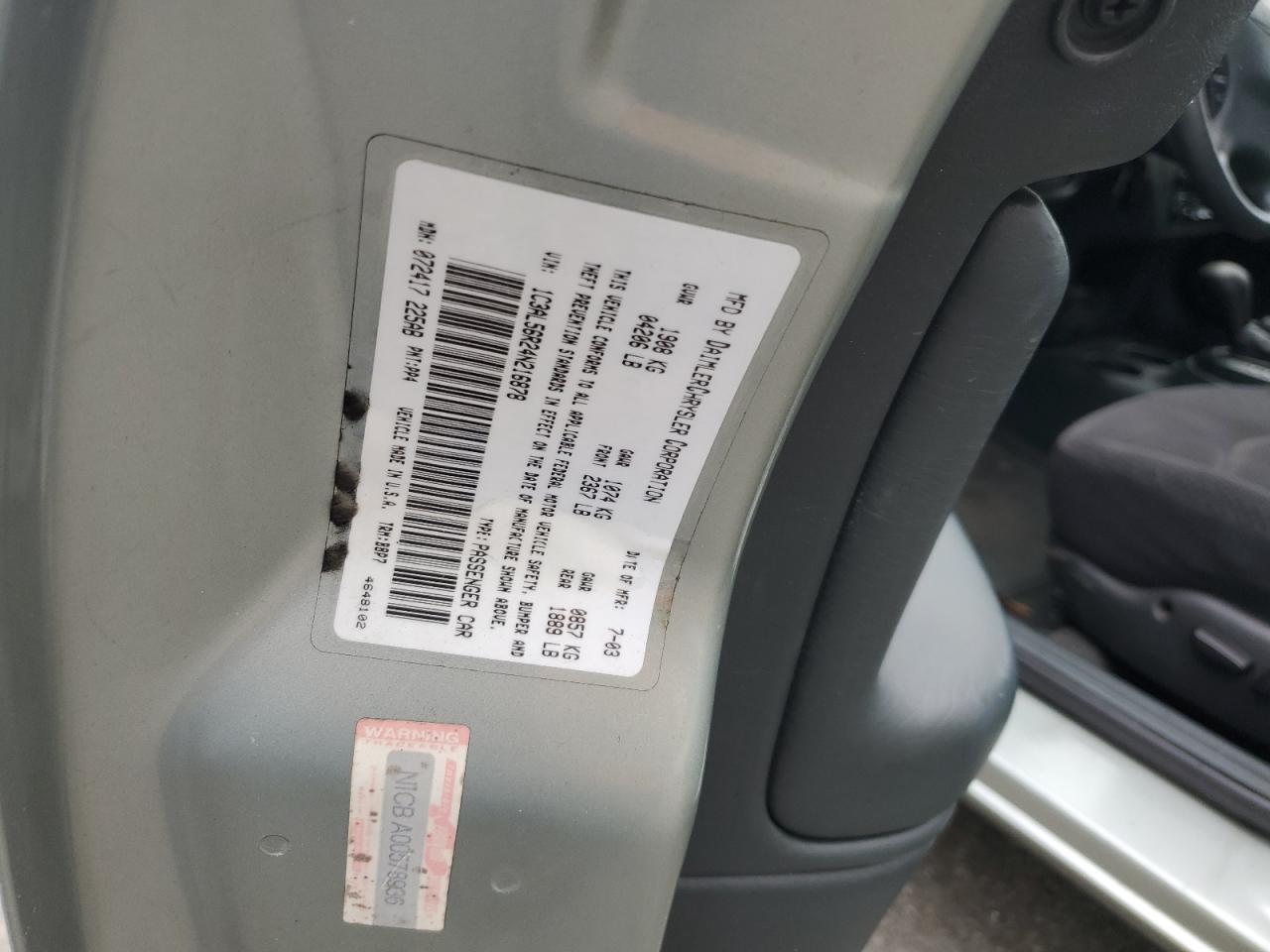 2004 Chrysler Sebring Lxi VIN: 1C3AL56R24N216878 Lot: 54256554