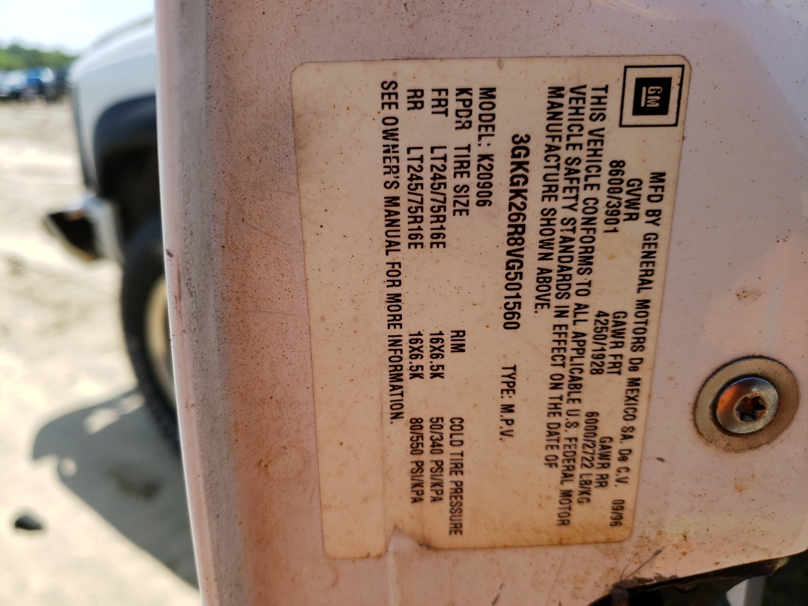 3GKGK26R8VG501560 1997 GMC Suburban K2500