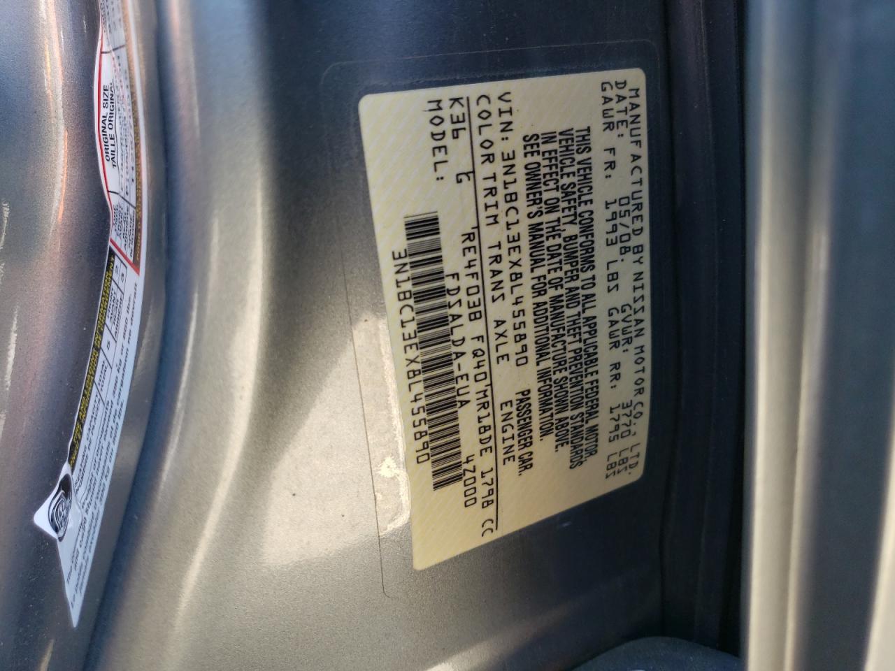 2008 Nissan Versa S VIN: 3N1BC13EX8L455890 Lot: 54792914