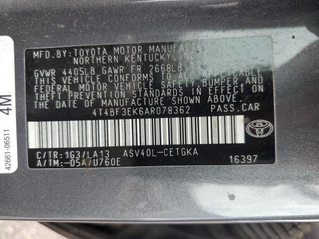 4T4BF3EK6AR078362 | 2010 Toyota camry base