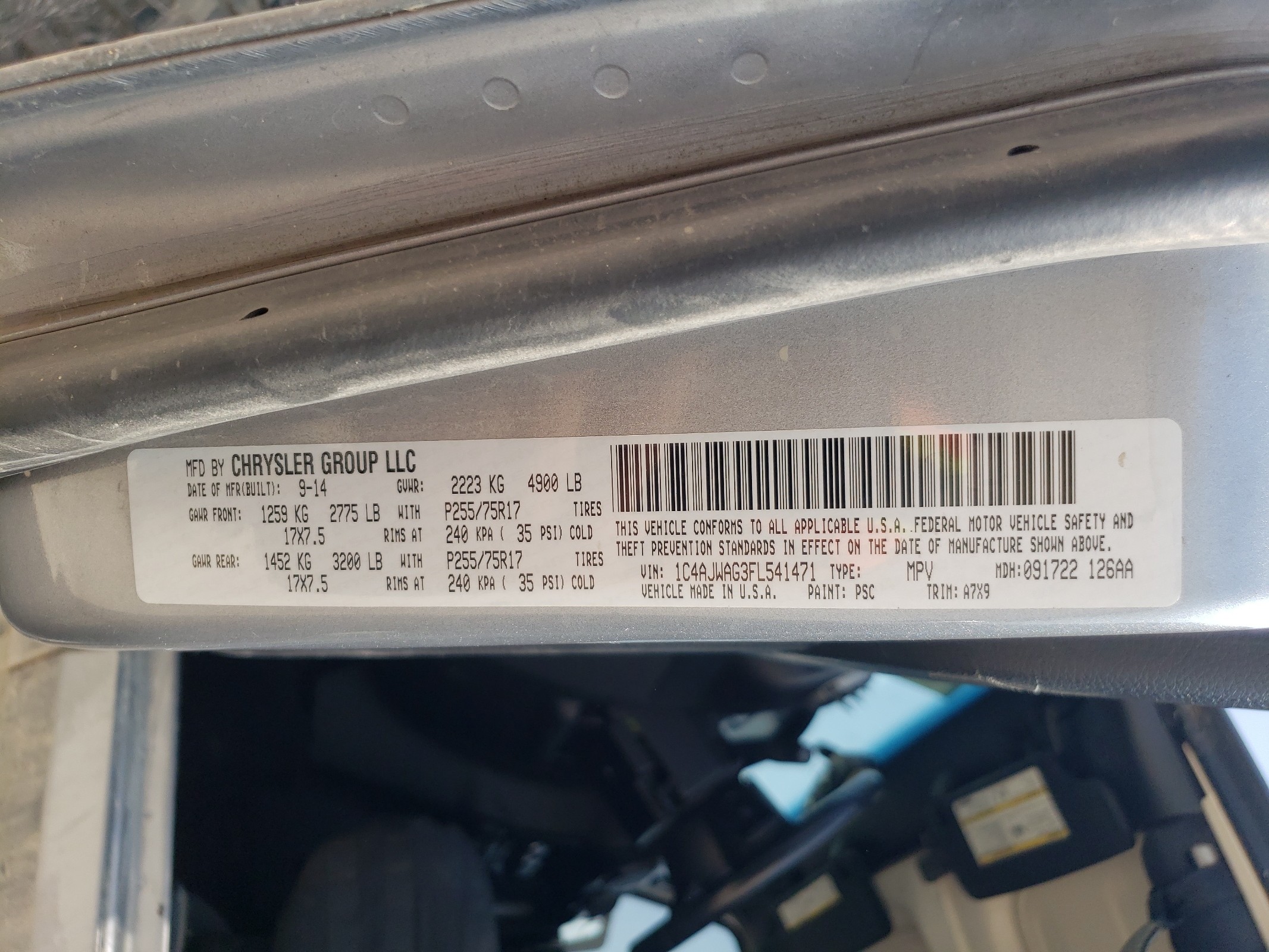 1C4AJWAG3FL541471 2015 Jeep Wrangler Sport