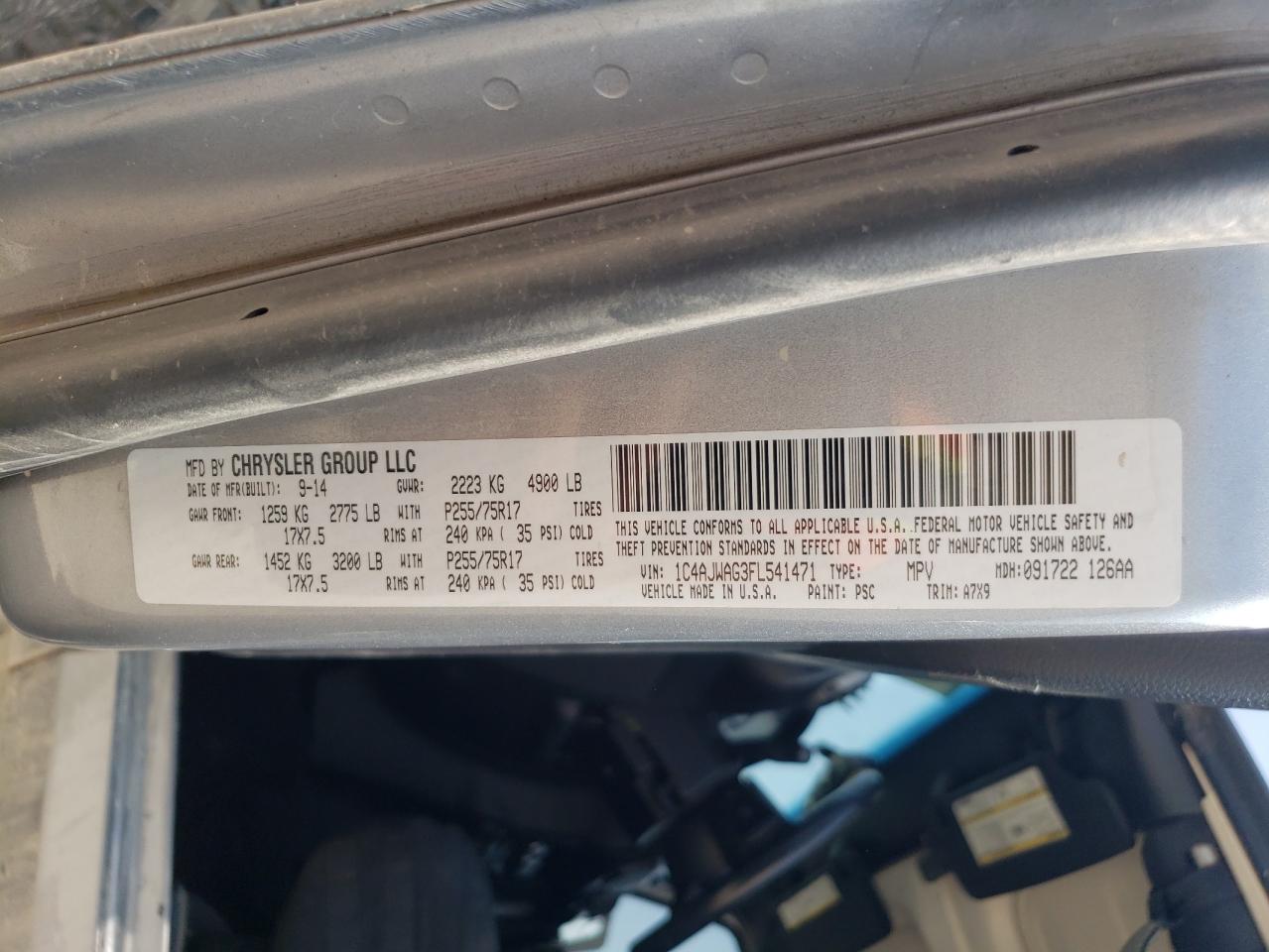 2015 Jeep Wrangler Sport VIN: 1C4AJWAG3FL541471 Lot: 53523714