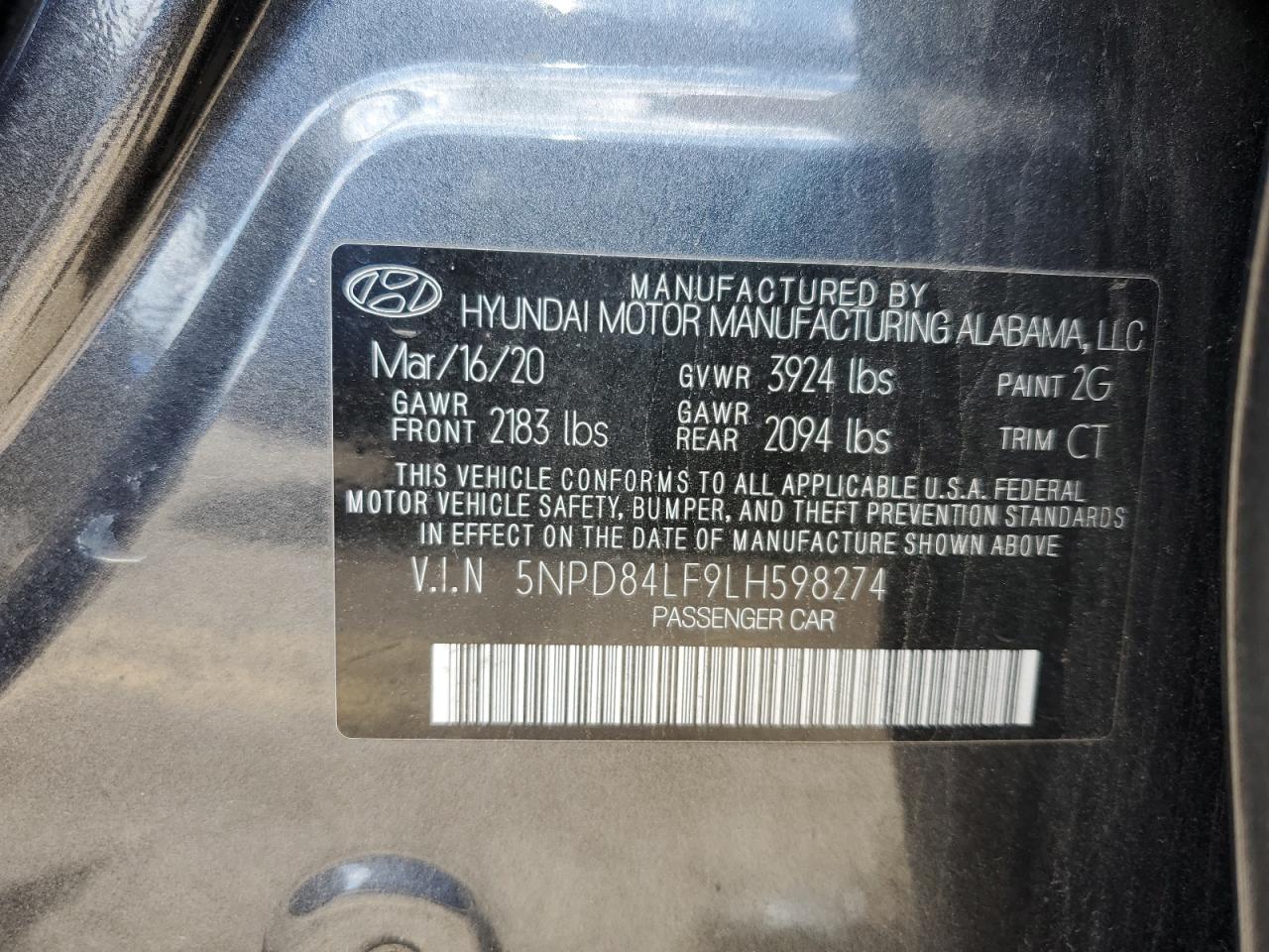 5NPD84LF9LH598274 2020 HYUNDAI ELANTRA - Image 15