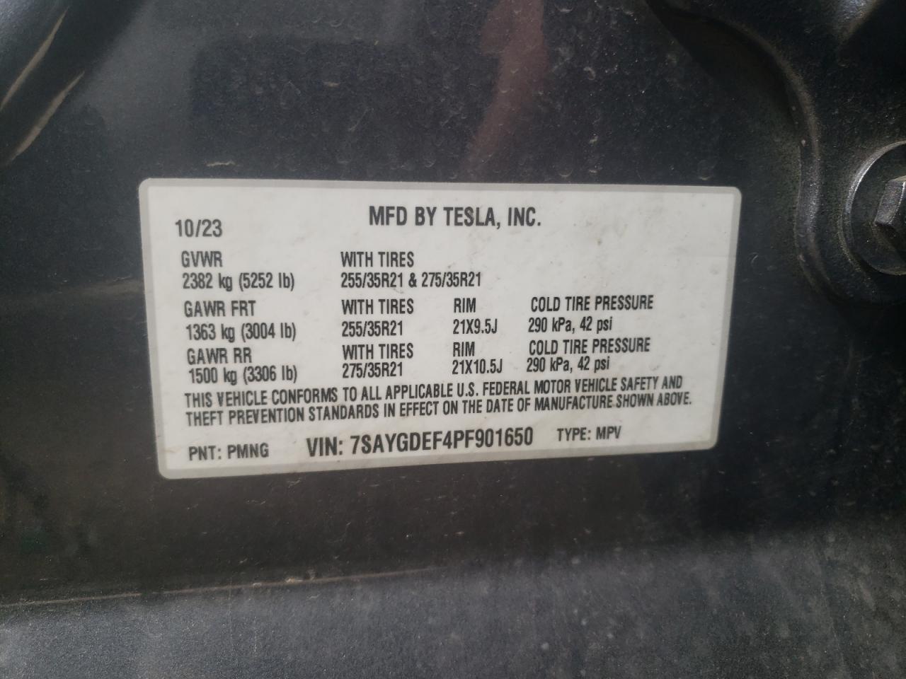 2023 Tesla Model Y VIN: 7SAYGDEF4PF901650 Lot: 55617384