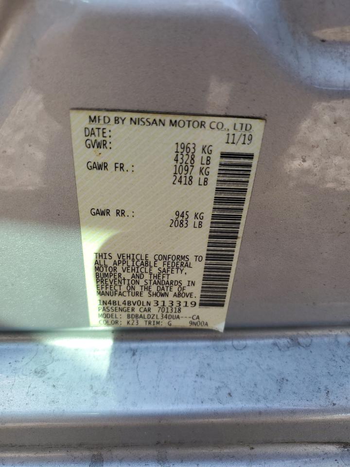 2020 Nissan Altima S VIN: 1N4BL4BV0LN313319 Lot: 52422254